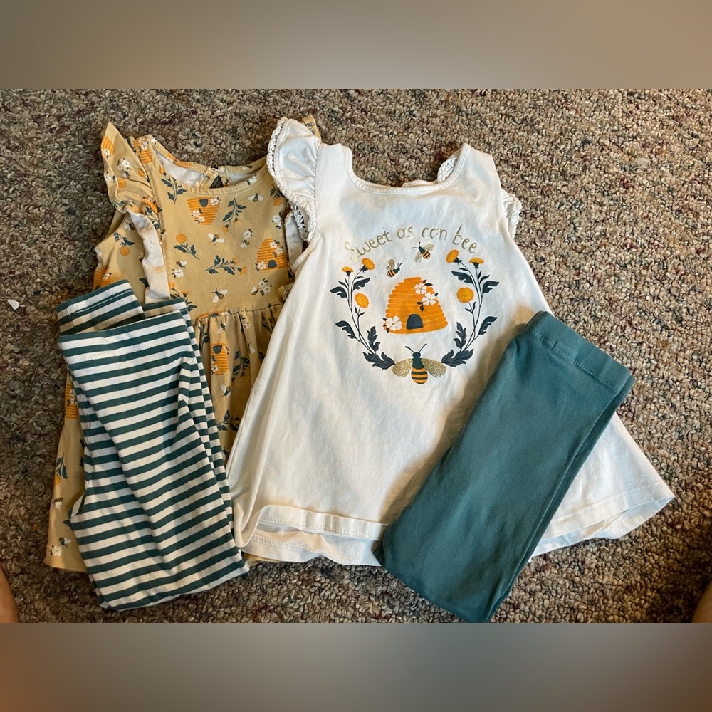4 piece toddler leggings and shirts mix and match sets.